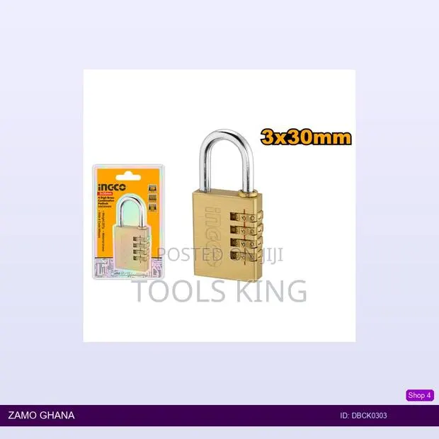 3 Digit Bra Combination Padlock 3x30mm - Dbck0303 · Photo 1