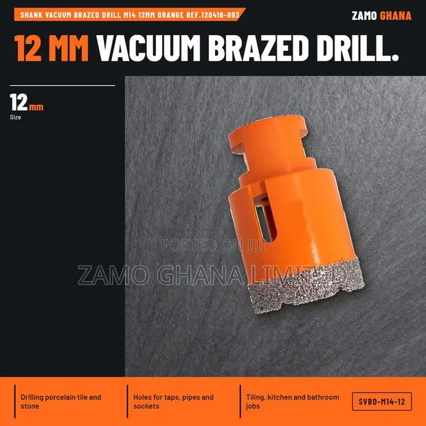 Shank Vacuum Brazed Drill M14 12Mm Orange Ref.120416-003 - SVBD-M14-12 · Photo 1