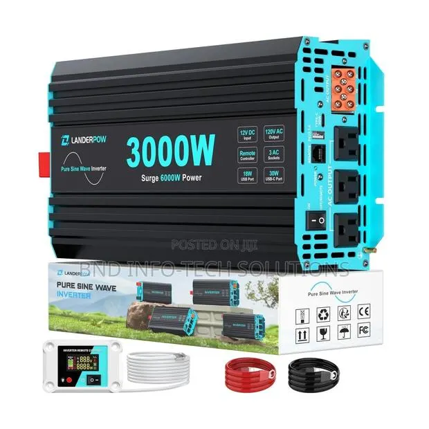LANDERPOW 3000 Watt Pure Sine Wave Inverter 12V DC to 120V AC · Photo 1