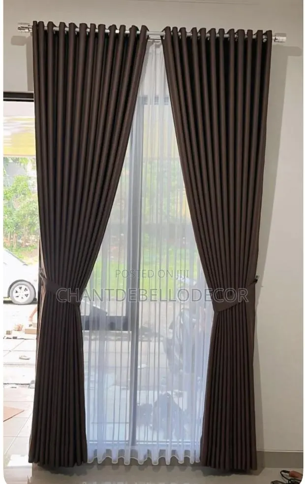 Coffee Brown Combo With Transparent Voile 4 in 1 Set · Photo 1