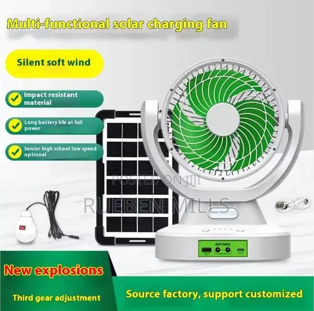 Gdtimes Multi-Functional Electric and Solar Charging Fan · Photo 1