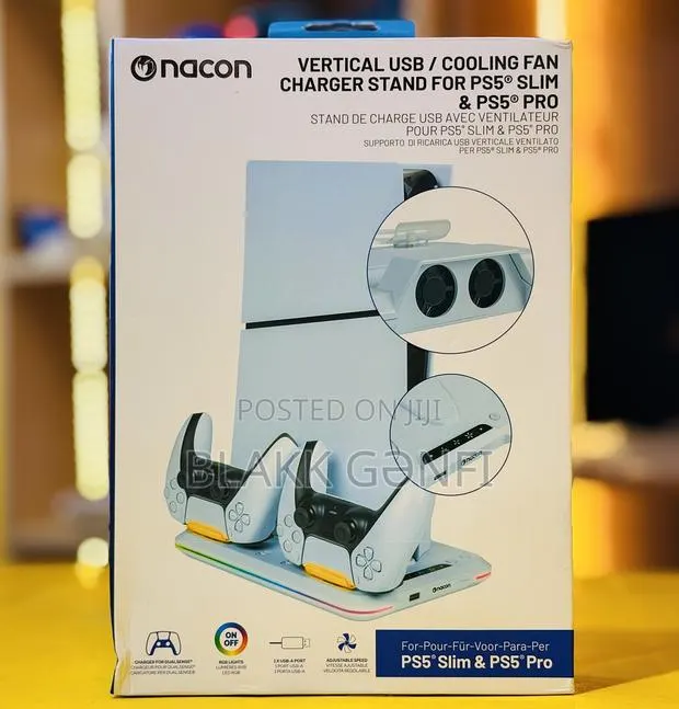 PS5 Nacon RGB Vertical USB/Cooling Fan Charger Stand · Photo 1