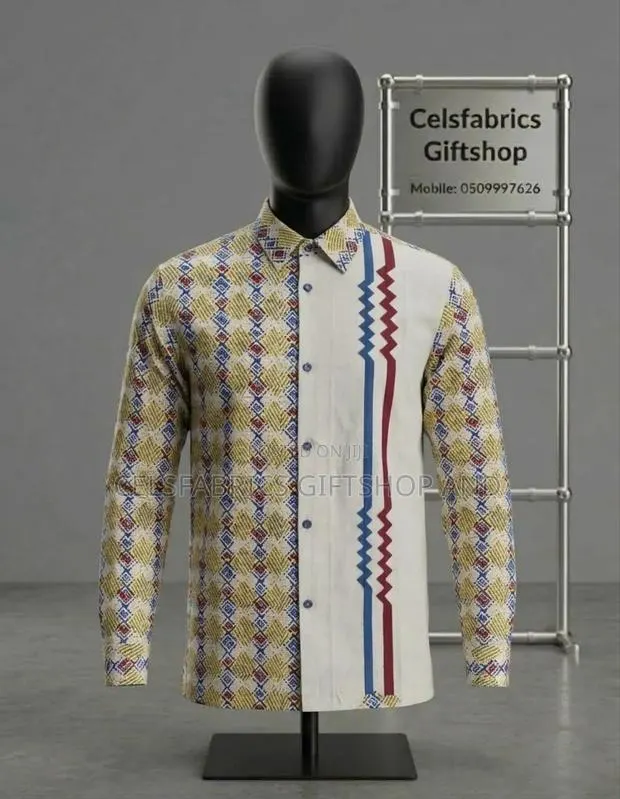 African Print Long Sleeve Shirt · Photo 1