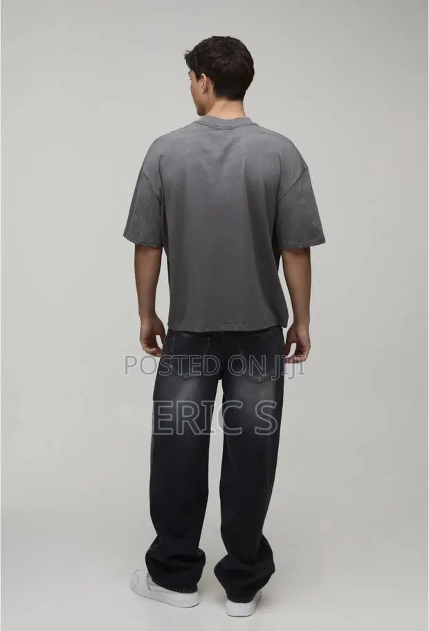 Charcoal Oversized Boxy Spray Wash Print T-Shirt · Photo 1