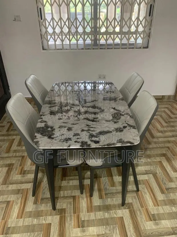 Faux Marble 4-Seater Dining Table Set · Photo 1