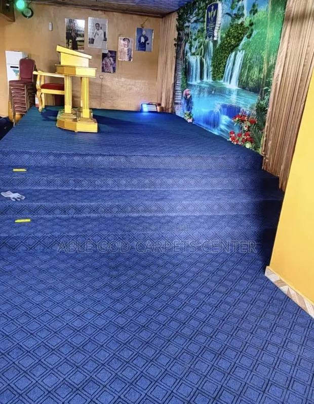 Blue Carpet With Designs for Room, Church, Platform and All Activities · Photo 1