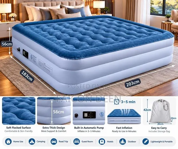 Luxury Air Double Size Mattress With Automatic Pump Plus 2 Free Pillow · Photo 1