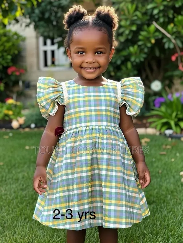Colorful Plaid Flew-Sleeve Party Dress (2–3 Yrs)” · Photo 1