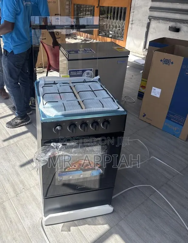 Efficiënt Midea Gas Oven 4 Burner With Grill(Glass Lid)Black · Photo 1