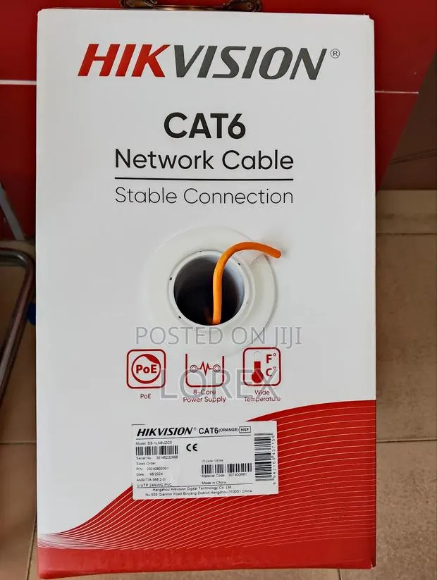 Hikvision Cat6 Utp Network Cable 305m Ds-1ln6uzc0 Solid Pure Copper, · Photo 1