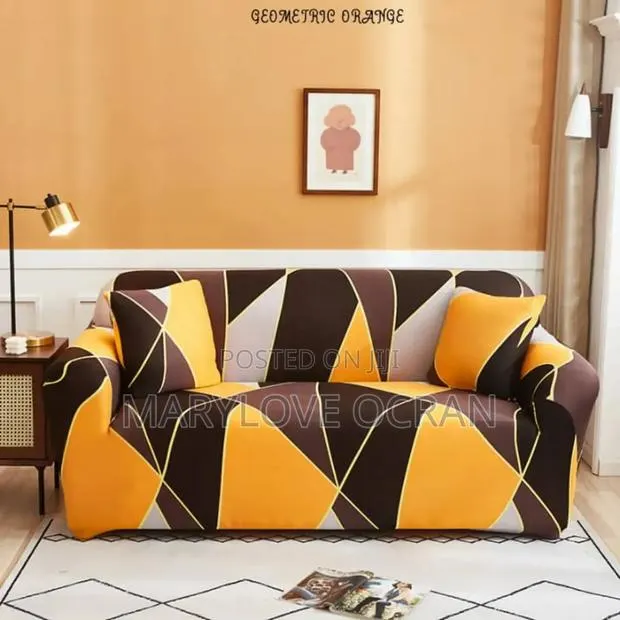 Geometric Orange Sofa Covers · Photo 1