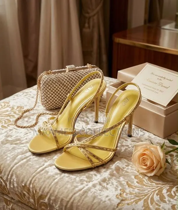 Zara High-Heel Sandals With Rhinestone Straps ( Comes With a Box ) · Photo 1