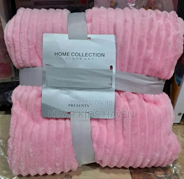 Luxurious Stripped Plush Blanket For Kids Pink Colour. · Photo 1