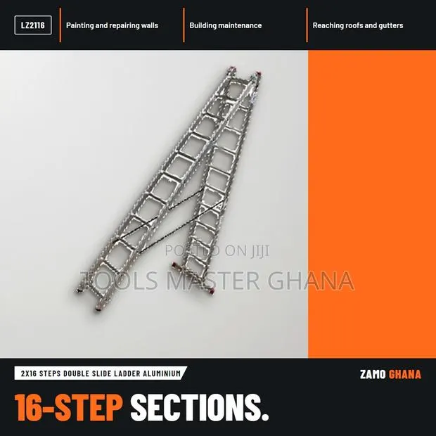2X16 Steps Double Slide Ladder Aluminium - LZ2116 · Photo 1