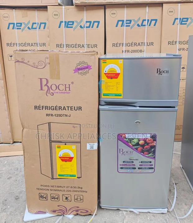 ROCH 95L Double Door Refrigerator – Top Freezer | Silver/Grey · Photo 1