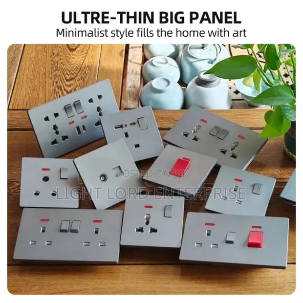 Minimalist Style Grey Double Socket and Switches · Photo 1