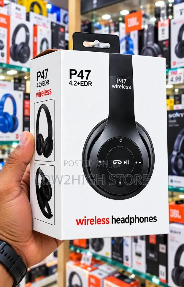 P47 Wireless Bluetooth Headphones With FM Radio & MicroSD - Low2High · Photo 1