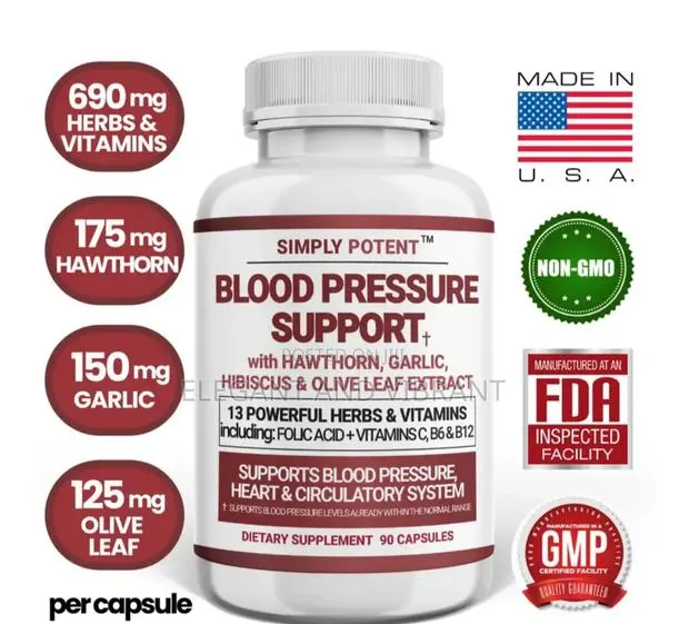 Blood Pressure Support for Men Women,Hawthorn,Hibiscus,Garlic,Olives · Photo 1