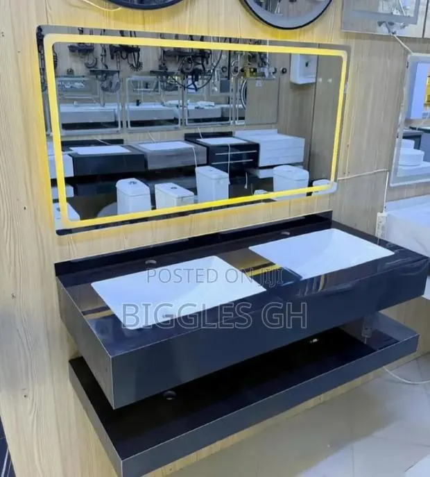 Marble Vanity Basin With Led Mirror- Double · Photo 1