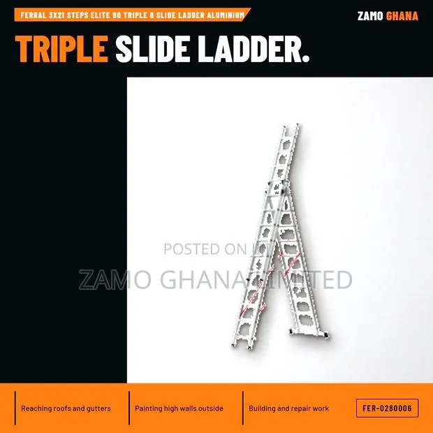 Ferral 3X21 Steps Elite 80 Triple 6 Slide Ladder Alumini - FER- · Photo 1