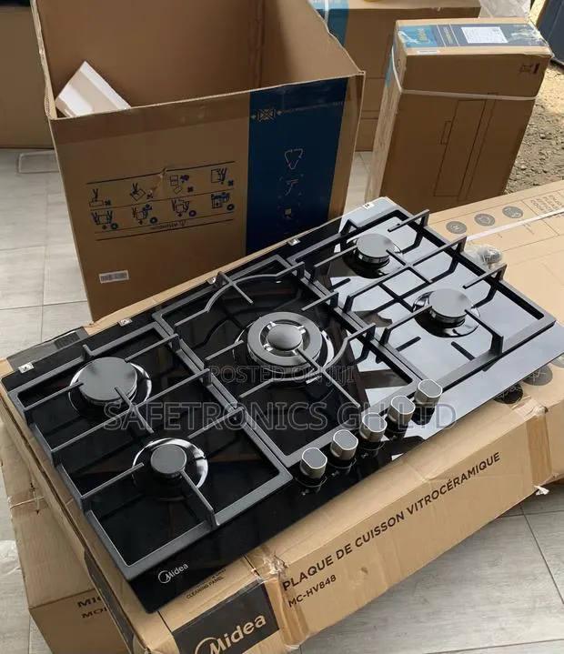 Great Offer on Midea 90cm Gas Hob – Black Glass 90GP095 · Photo 1