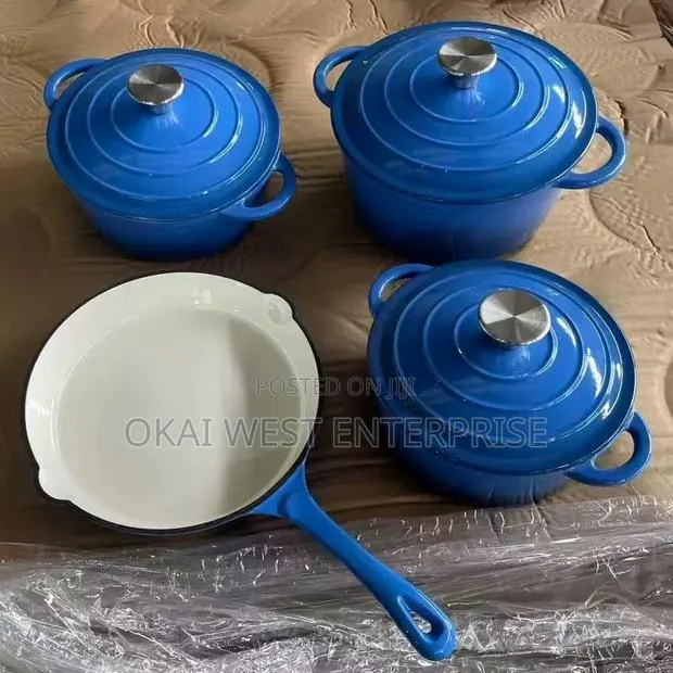 7 Pieces / 4 setsMulti-Color Enamel & Cast Iron Cookware Set · Photo 1