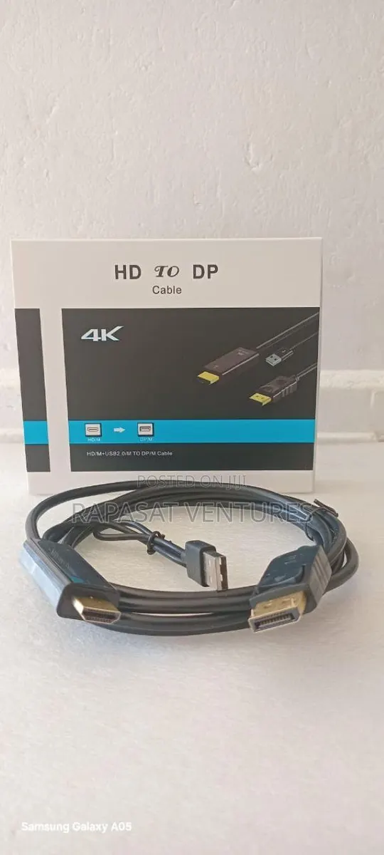 Hdmi Male to Dp Male Cable With Usb Power 1.8m 60hz · Photo 1