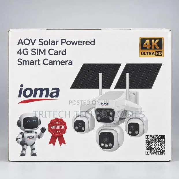 IOMA IO-S34 AOV Solar Powered 4G SIM Card Smart Camera (4MP×2, 4mm) · Photo 1