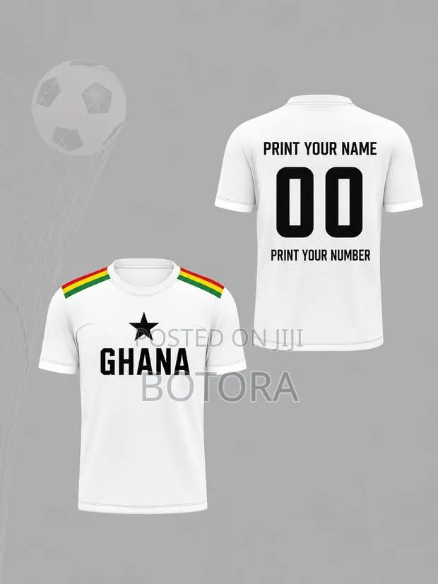 Ghana-Themed Soccer Jersey Short-Sleeve Top With Star and Letter