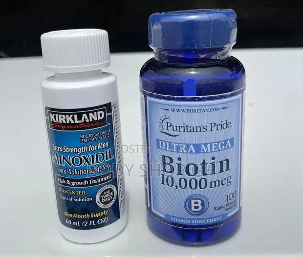 Kirkland Minoxidil + Ultra Mega Biotin (100 Tabs) Combo · Photo 1