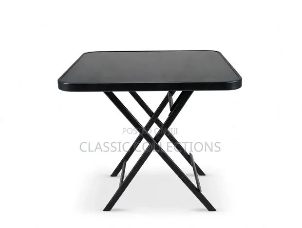 Black Glass Folding Table – Portable Bistro & Patio Coffee Table-70×70 · Photo 1
