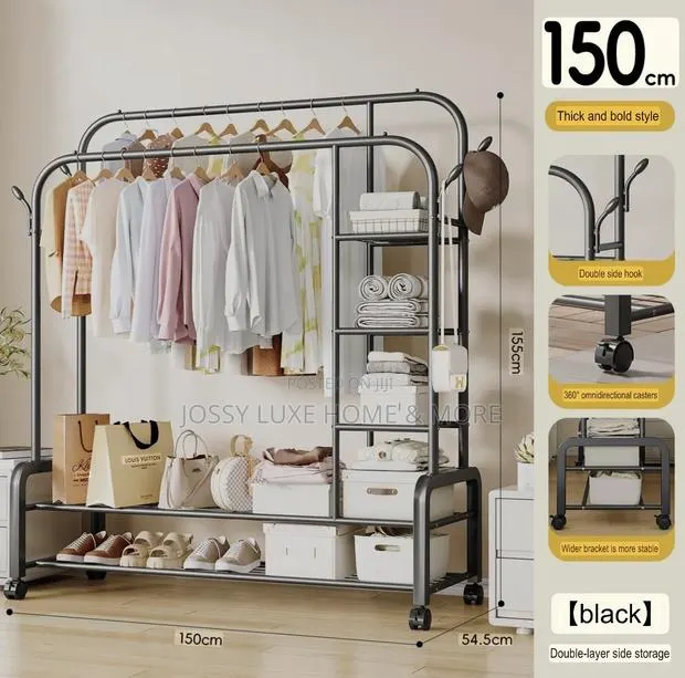 Clothing Hanging Rack With Shelves. · Photo 1