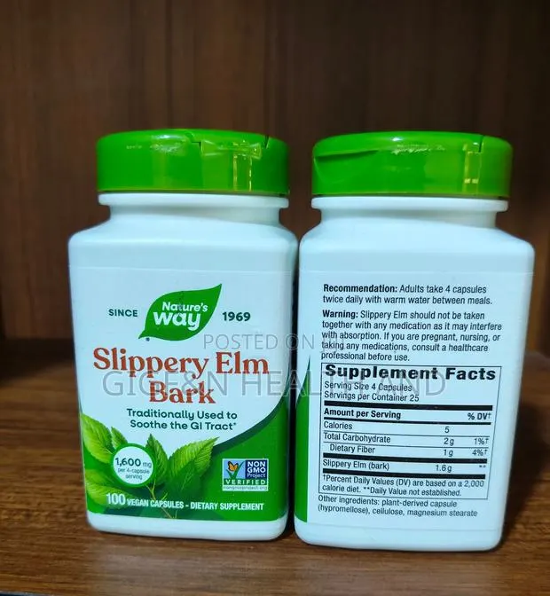 Slippery Elm Bark, 100 Vegan Capsules(400mg Per Caps) · Photo 1