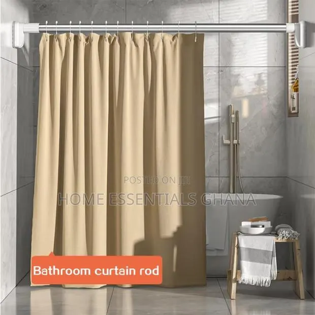 14 Feet Drill-Free Telescopic Shower Curtain Rod No-Drill · Photo 1