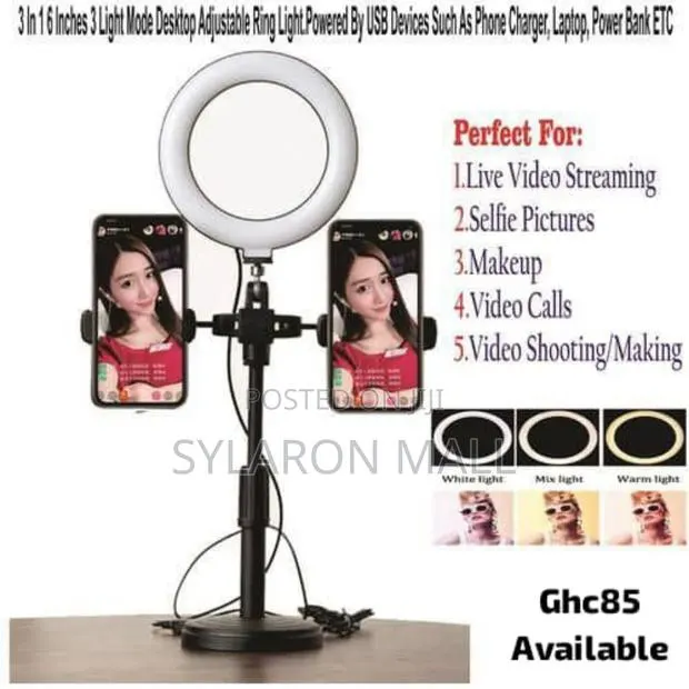 6 Inch Ring Light With Two Phone Holders · Photo 1