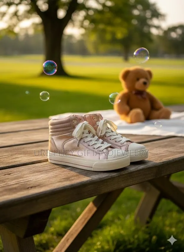 Kids Shimmering Rose Gold High-Tops – Stylish Metallic Fashion Shoes · Photo 1