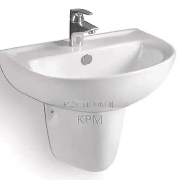 Ceramic Wall Mount Wash Hand Bathroom Basin Sink Short Pedestal Stand · Photo 1