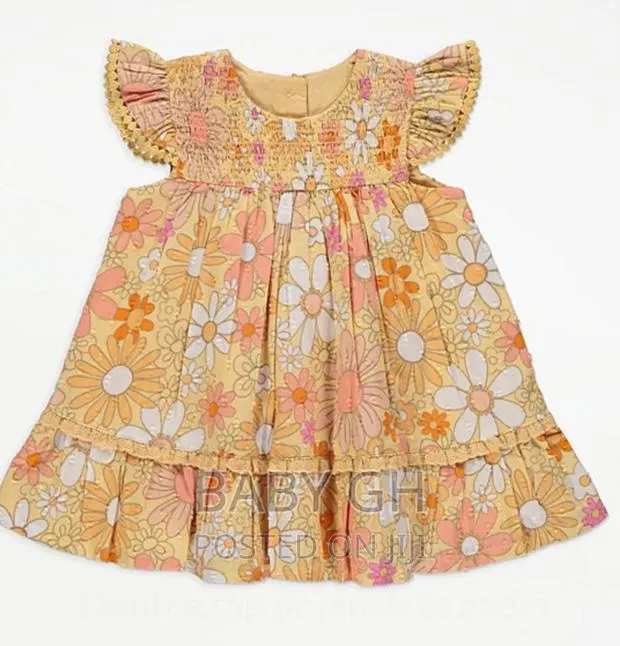 Orange Floral Print Woven Dress · Photo 1