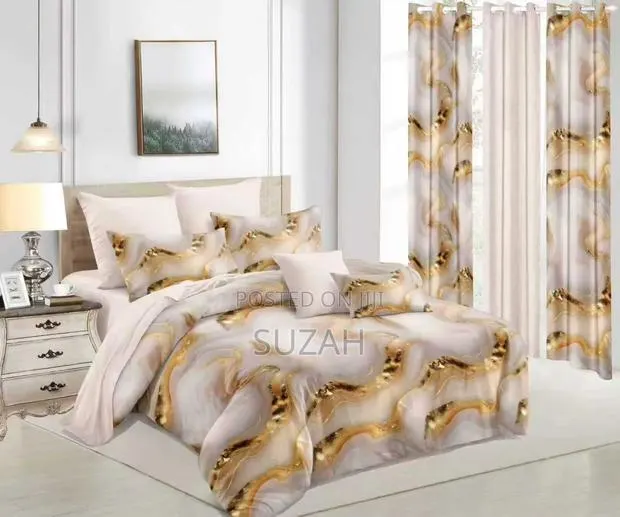Whitish Gold Bedsheets and Curtains · Photo 1