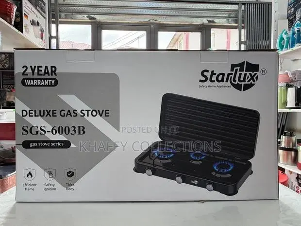 Starlux 3 Burner Deluxe Gas Stove With Cover - 2 Year Warranty · Photo 1