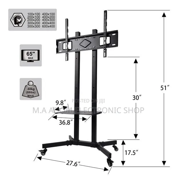 Rolling Mobile Tv Stand With Wheels 32”-65” · Photo 1