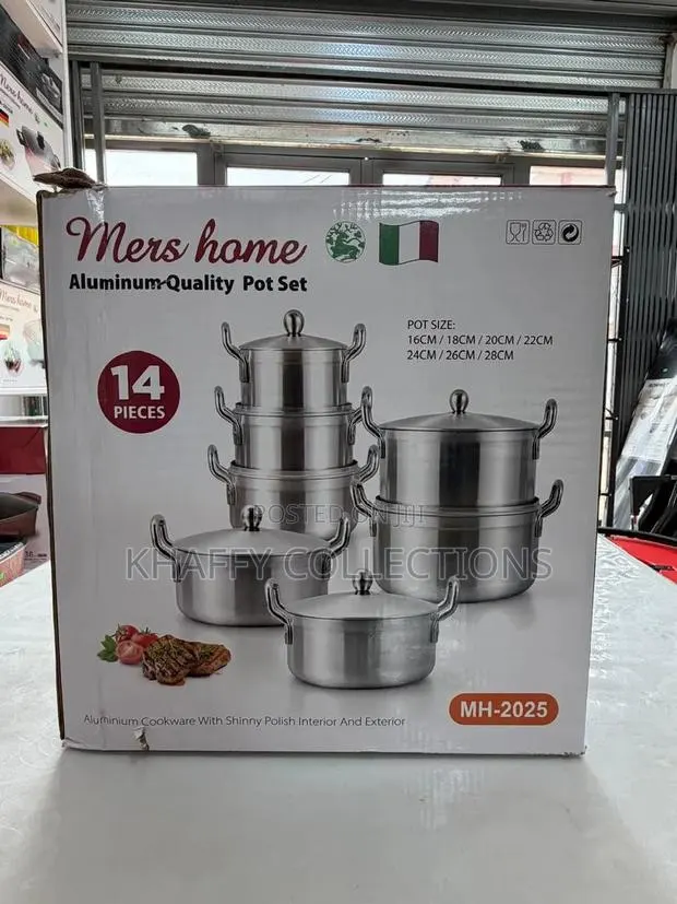 14PCS Mers Home Aluminum Pot Set 16-28cm - Pay on Delivery in Accra · Photo 1