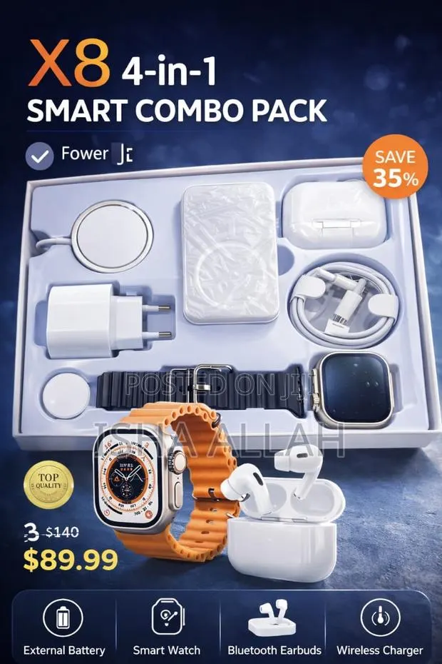 X8 Premium Smart Combo . Watch , Earbuds , Fast Charging Kit · Photo 1
