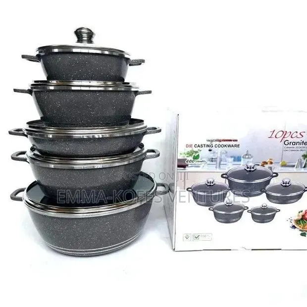 Non-Stick Granite Coated Cookware Set - 10pcs - Black · Photo 1