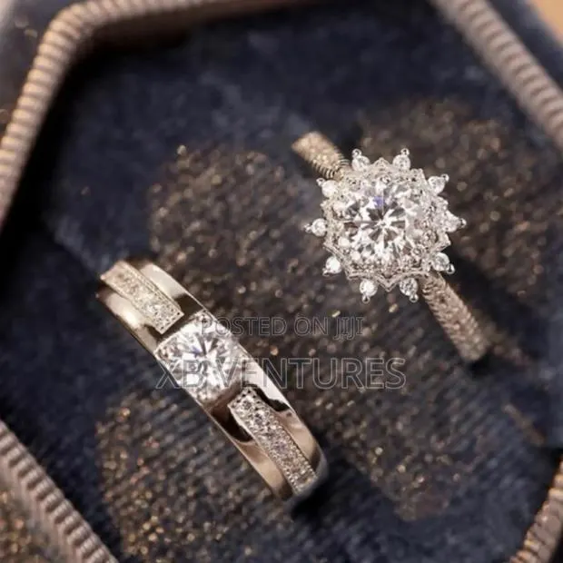 Engagement Wedding 2pcs Set Couple Love Rings Cubic Zirconia · Photo 1