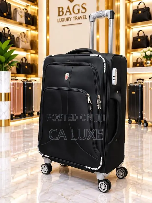 Black Softside Rolling Travel Suitcase Dual-Front Zippered Luggage Bag · Photo 1