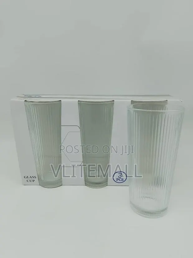 Set of Ribbed Tall Glass Tumblers · Photo 1