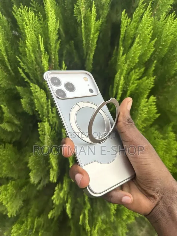 Grain Leather Frameless Metal Case for iPhone 17 Pro Max Rotating Ring · Photo 1