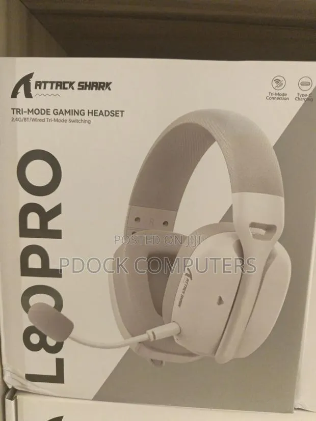 Attack Shark L80 Pro Tri-Mode Gaming Headset (Black White) · Photo 1