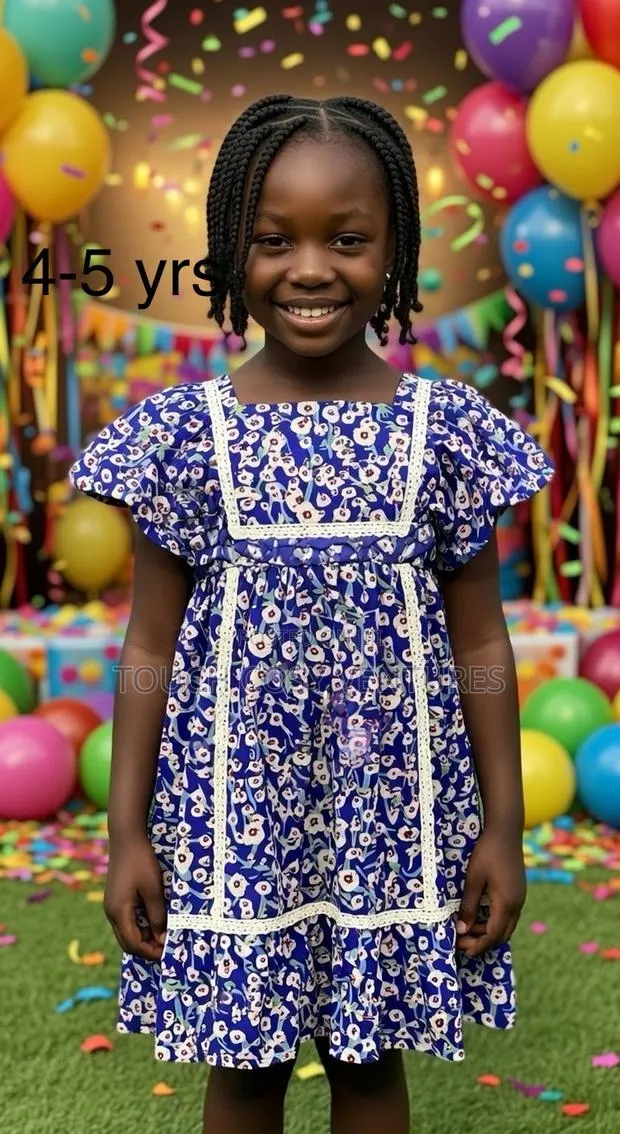 Blue Floral Lace-Trim Party Dress (4–5 Yrs)” · Photo 1